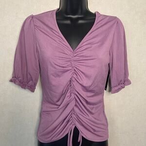Cure Ruched Short Sleeve Blouse for Women - Small - Color Mauve NEW
